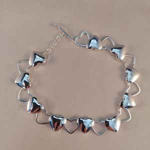 NWOT Sterling silver plated heart bracelet